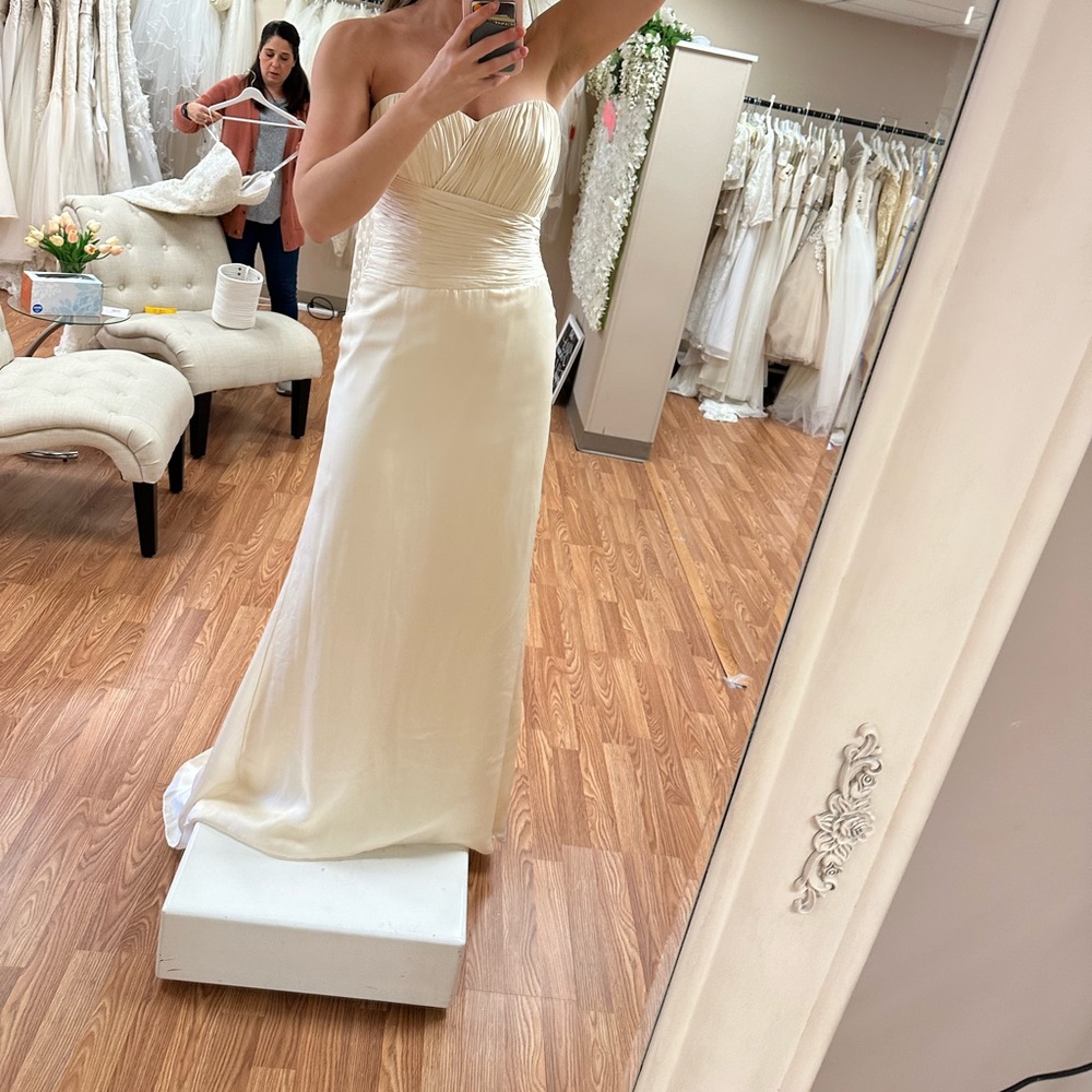 Strapless silk wedding dress